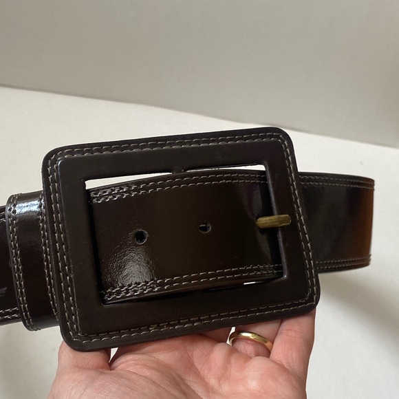 Banana Republic Accessories - Banana Republic Genuine Patent Leather Brown Wide Belt Size M